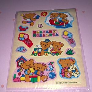Vintage Sanrio Robear & Robearta Sticker Sheet/Seals